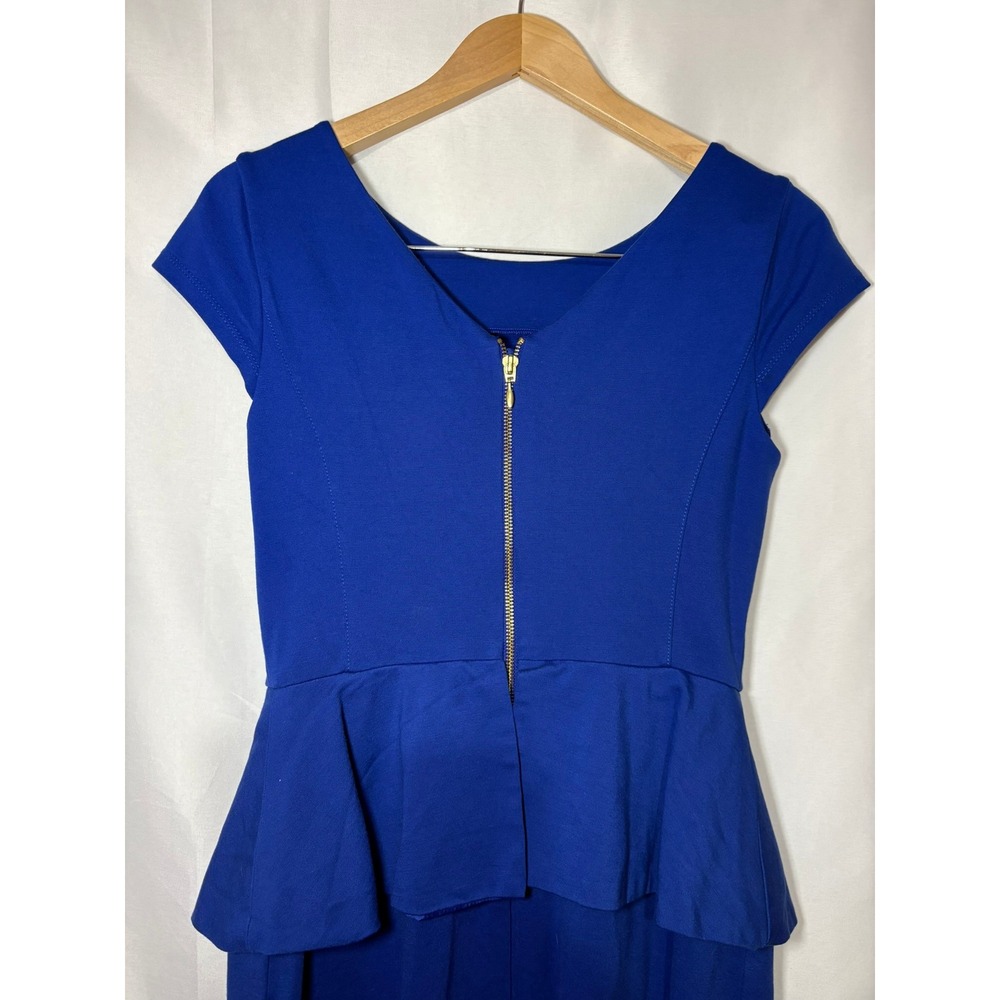 Banana Republic Royal Blue Peplum Sheath Dress Cap Sleeve Ponte Knit Sz 4 - Picture 9 of 10